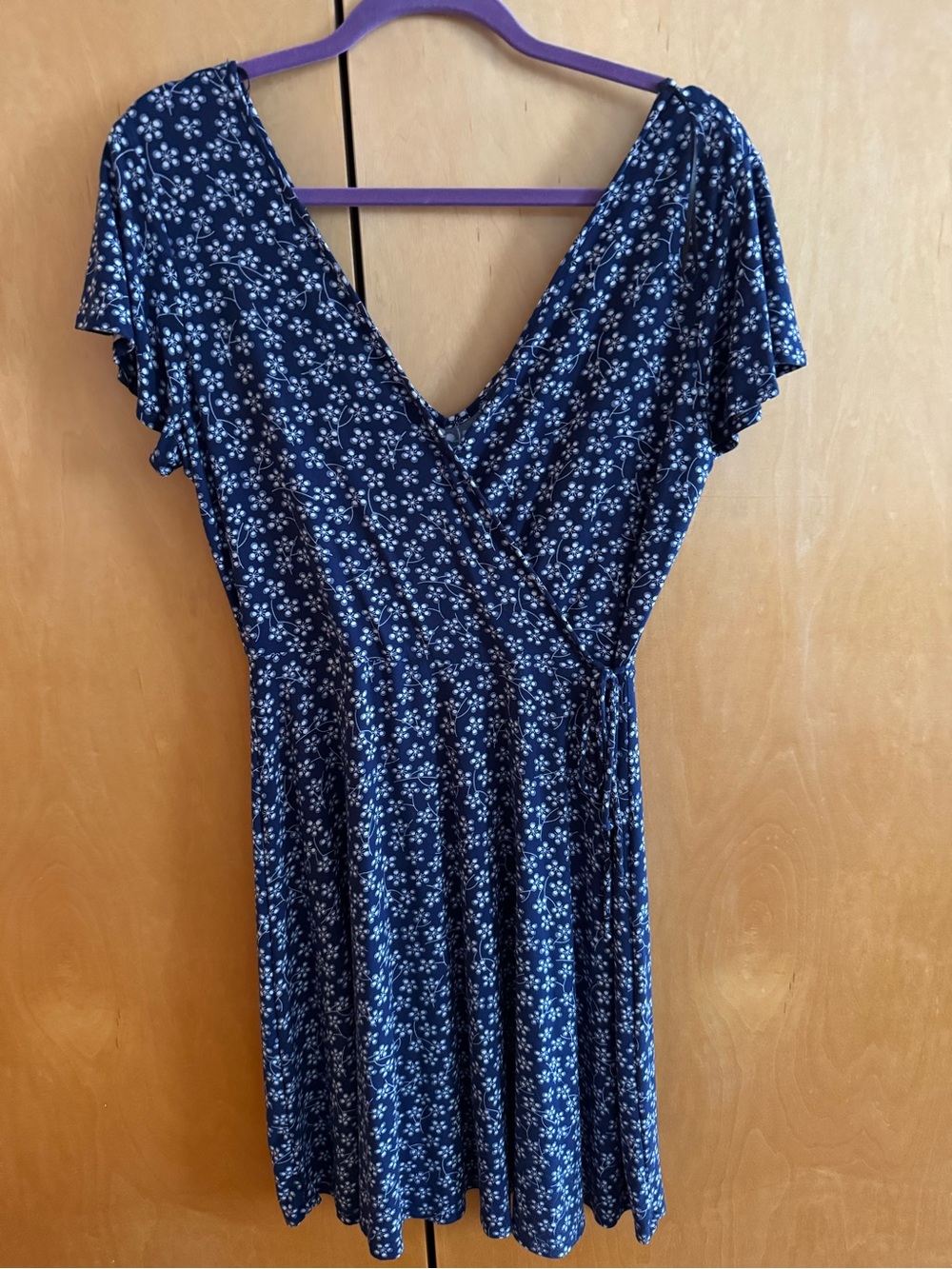 Kaileigh Navy Floral Faux-Wrap Dress
